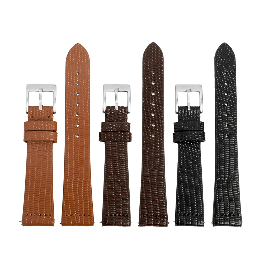 18mm 20mm Vintage Lizard Print Cowhide Watchband Brown Black Watch Strap Quick Release Pin Replacement Watch Accessories for Men