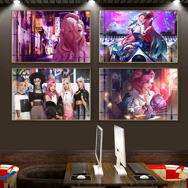 Seraphine Poster League of Legends Hero Character Lol Canvas Painting Kda Gaming Room Internet Cafe Hotel Wall Decoration Cuadro