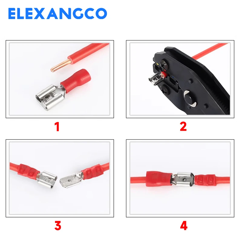 Connecteur de fil de bêche isolé, borne à sertir électrique mâle et femelle, rouge, bleu, jaune, 2.8, 4.8, 6.3, 50 pièces