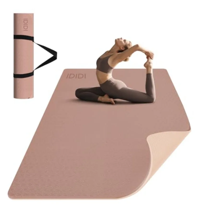 

8mm Thick Extra Wide Yoga Mat 6x4 Feet Non-Slip POE Exercise Mat for Home Workouts Eco-Friendly Large Fitness Mat in Black Idea