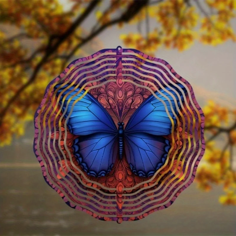 رنين الرياح على شكل فراشة ملونة مقاس 10 بوصة (خطاف سهل، متين) |   ديكور خارجي للحديقة/الساحة |   هدية الهالوين وعيد الميلاد