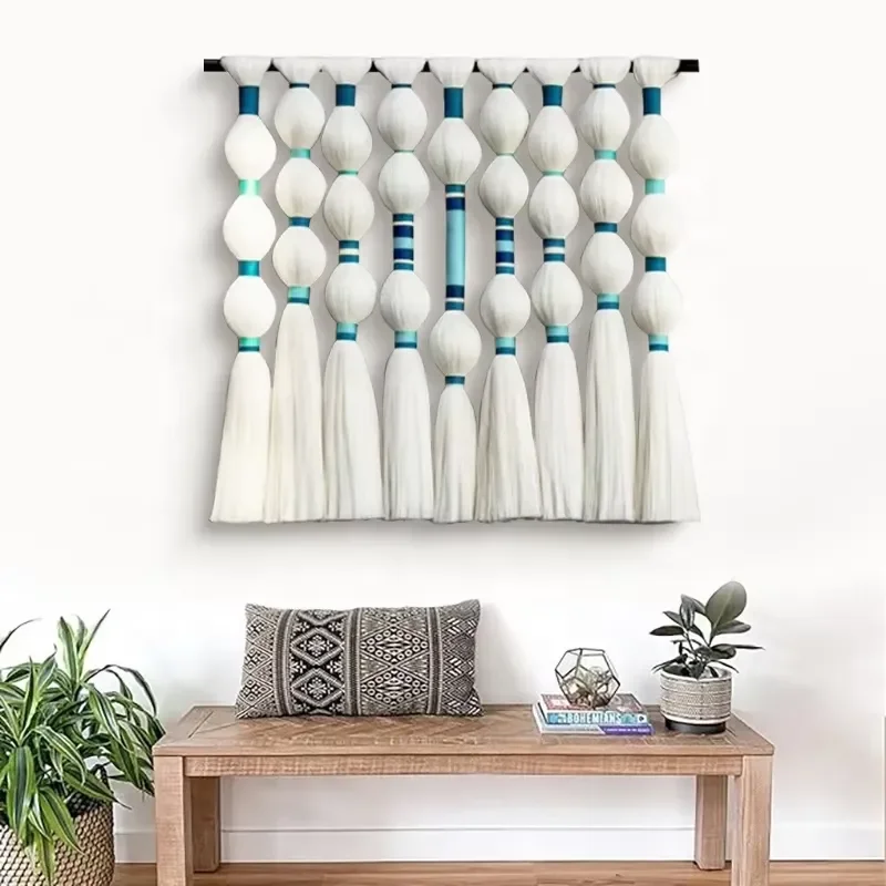 Modern Handmade Cotton Thread Wave Artwork 3D Braid Painting Living Room Wall Art Decor Hanging