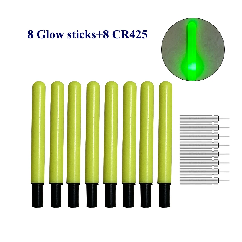 8PCS Luminous Light Stick+8 CR425 Electronic Light Stick Sea Ocean Fishing Bright Colorful Light Stick Tools Tackle Accessories