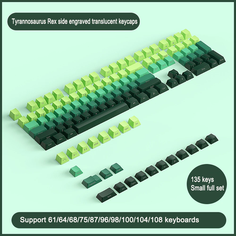 135 Keys Keycaps Gradient PBT Double Shot Keycap Side Print Shine Through Backlit Keycaps For Cherry Gamer Mechanical Keyboard