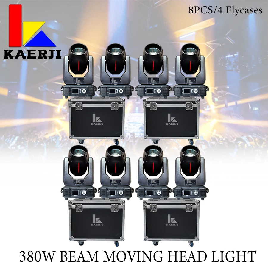 No Tax 8Pcs Super beam Moving Head 380w 18r Pro Beam 380 With 4Pcs Flycases for Disco Dj Stage Beam Light Fixture with 14 Gobos