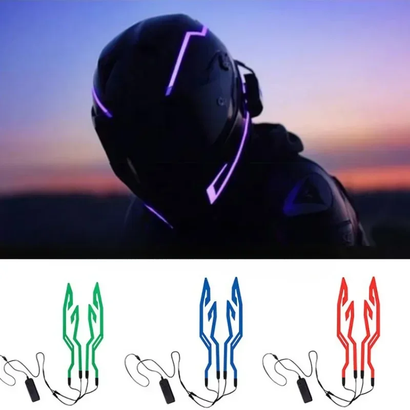 Motorcycle Helmet LED Light 4-in-1 Night Riding Warning Light EL Waterproof Sticker Helmet Light Bar Decorative Accessories