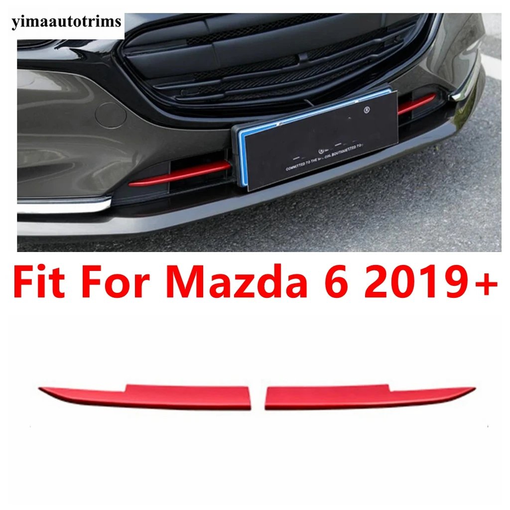 

2PCS Car Front Bumper Below Grille Strip Stickers Decoration Sequins Cover Trim For Mazda 6 2019 - 2024 Red Accessories Exterior