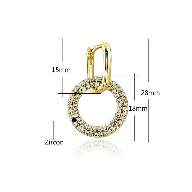 Classic Stainless Steel zircon earring Women Trendy Gold Silver Color Big Oval Rectangle Hoop earrings Punk Hip Hop Jewelry Gift