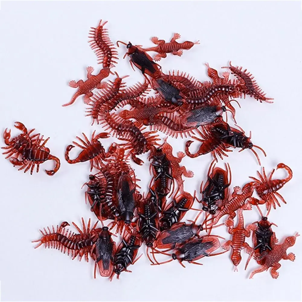 

10Pcs/set Centipede Simulation Fake Rubber Cockroach Gecko Scorpion Simulation Cockroach Model Fake Soft Material Tricky Props