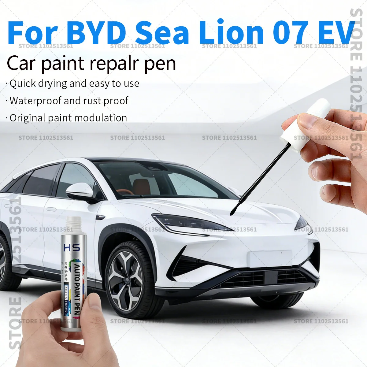 Car Paint Repair Pen Paint Scratch Repair Accessories Purple Aurora White Atlantis Gray Black For 2024-2025 BYD Sea Lion 07 EV