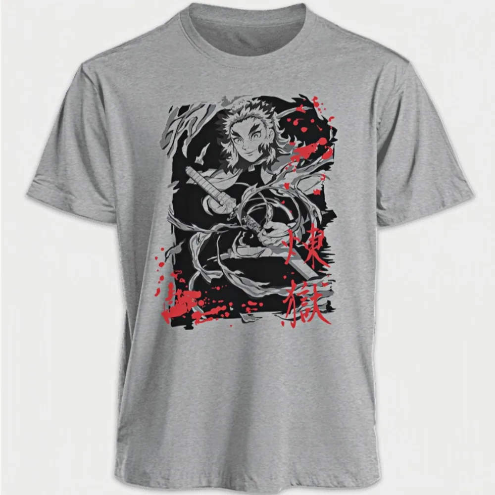 2026 新しい鬼滅の刃スレイヤー煉獄アニメプリント Tシャツユニセックスオーバーサイズ半袖トレンディカジュアルストリートファッション