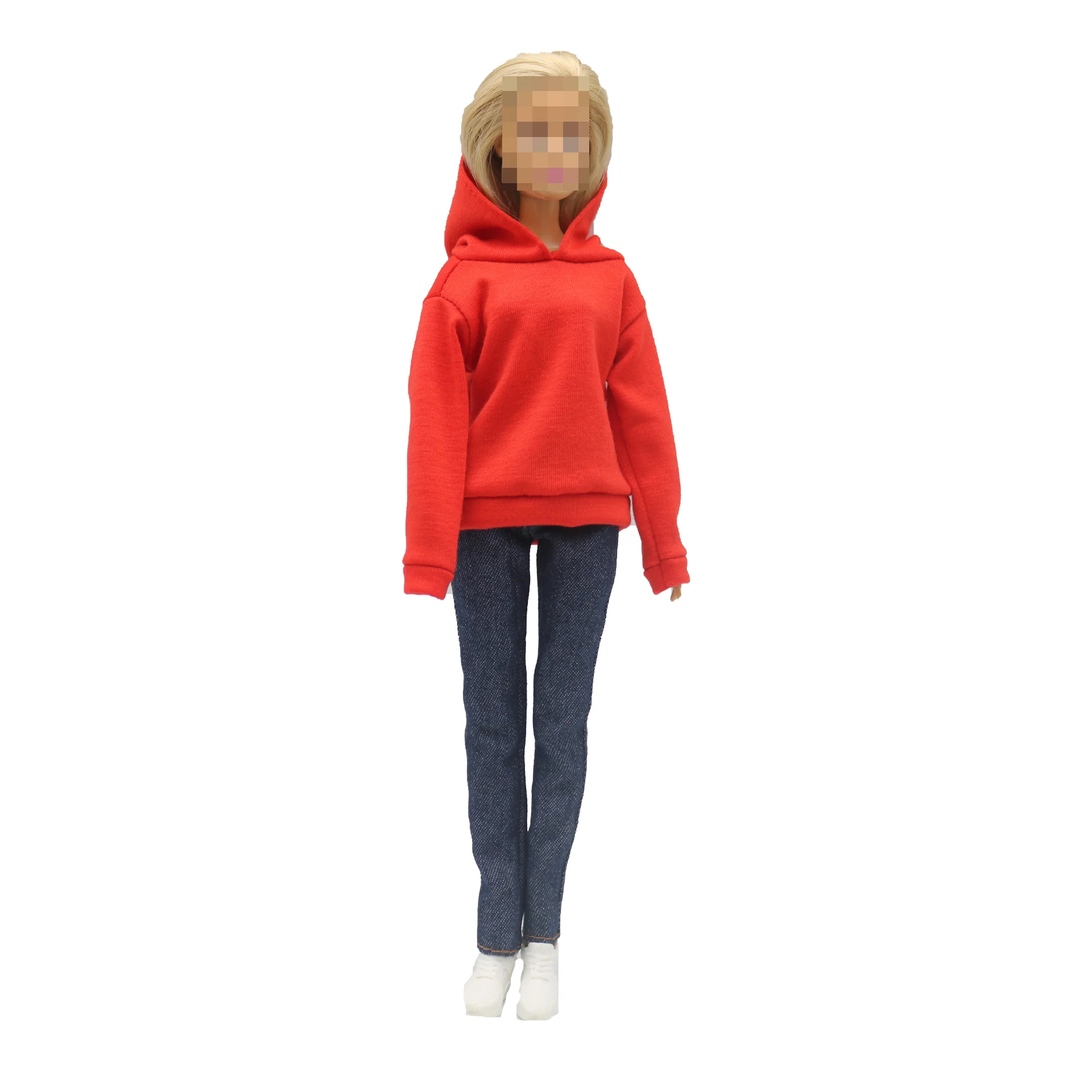 New 30cm 1/6 Doll Jeans Shorts Long Sleeves Simple and Loose Hoodie Set Daily Wear Clothes for Barbies Doll Accessories