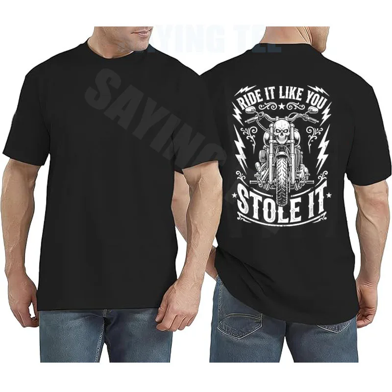 Ride Like You Stole It Biker Lustiges Vater-T-Shirt für Motorradliebhaber Y2k Motorrad-Grafik Herrenkleidung Vintage Spruch T-Shirt – Detail 5