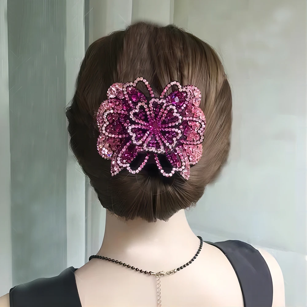 Haimeikang Rhinestone szczęśliwy kwiatowa do włosów wsuwki do włosów dla kobiet błyszczący kolor kucyk Barrette Fashion dziewczyny akcesoria do