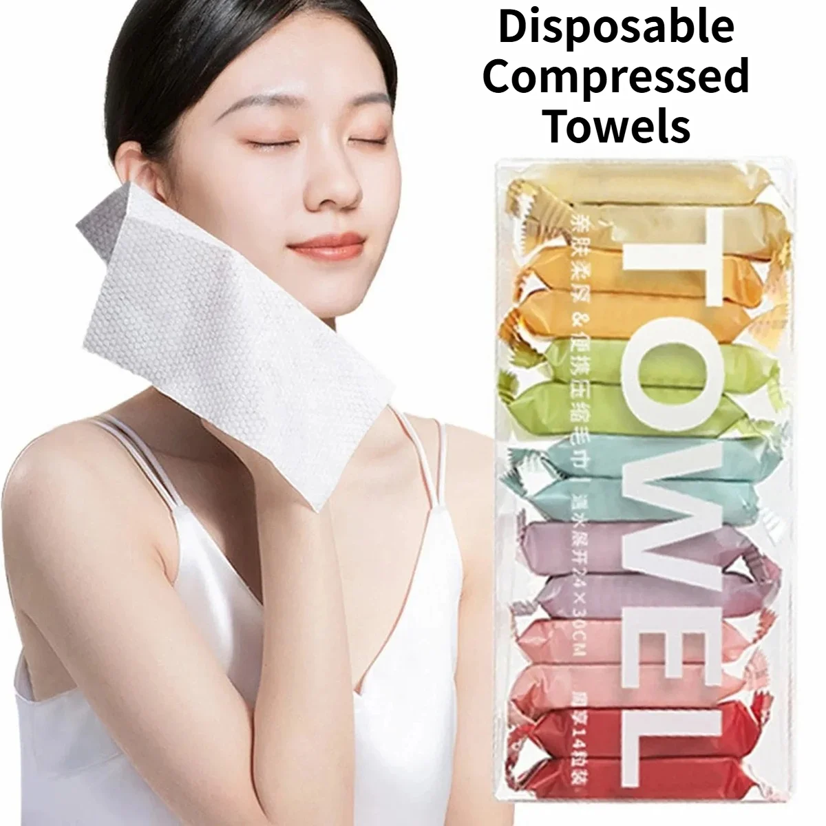 14PCS Disposable Compressed Towels Portable Travel Thickened Towel Disposable Washcloth Face Cleansing Beauty Square Washcloths