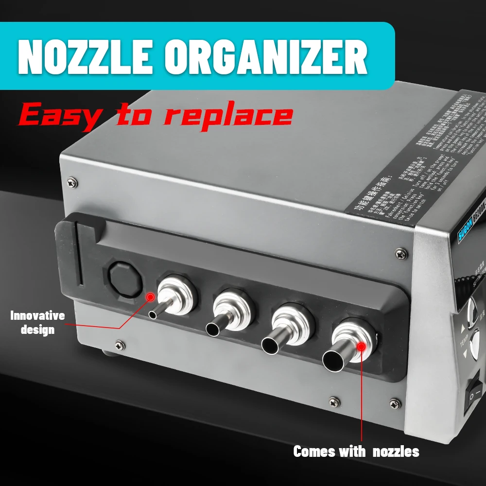 SUGON 8620DX PRO 1300W Hot Air Rework Station Microcomputer Temperature Control BGA Rework Station Curved Nozzle Welding Repair