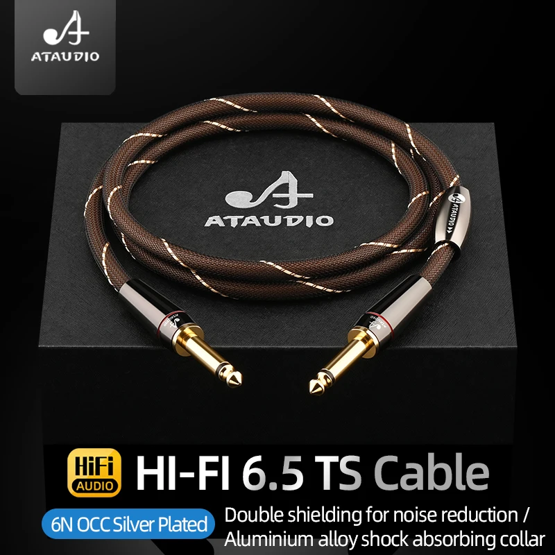HiFi 6.5mm TS Audio Cable 6N OCC Silver Plated Double Shield Balanced Audio Cord 6.5mm 6.35mm Wire for Amplifier Mixer