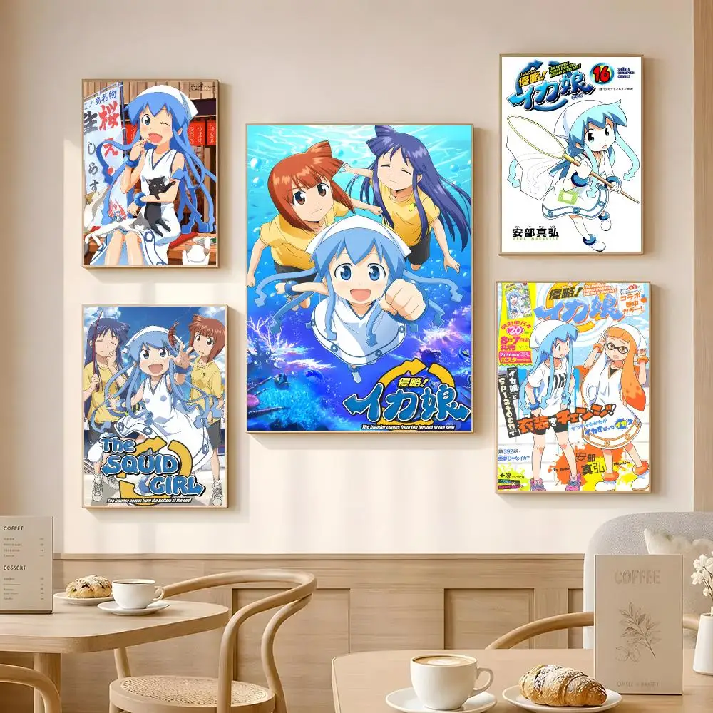 Anime Squid Girl Poster Poster Self-adhesive Art Waterproof Paper Sticker Coffee House Bar Room Wall Decor