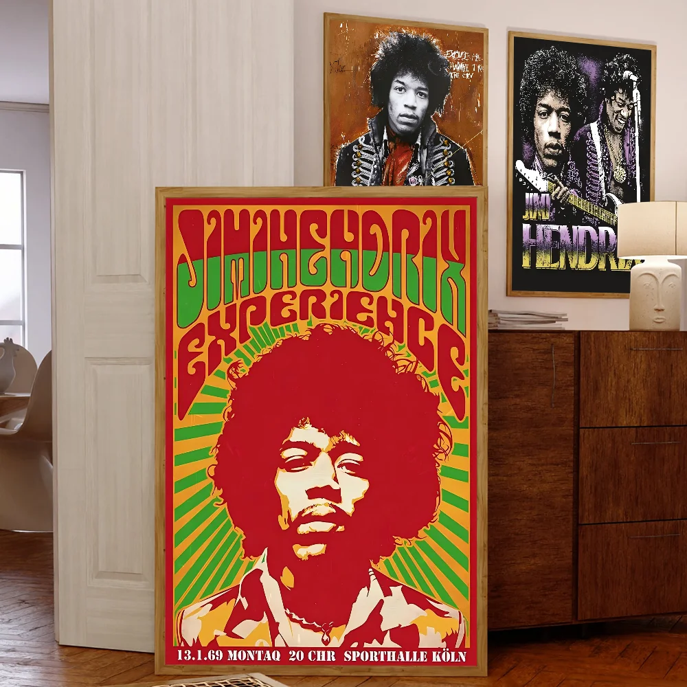 SINGER J-JIMI H-HENDRIX Self-adhesive Art Poster Whitepaper Prints Posters Artwork Aesthetic Art Wall Painting