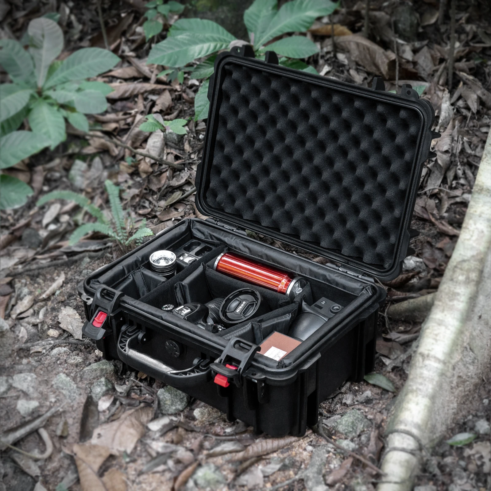 Waterproof Hard Case with Lid Storage Box and Dividers - Black Plastic Precision Instrument Case Car Tool Storage Accessories