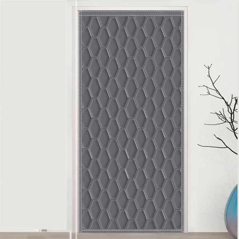 Winter Cotton Household Door Curtain Hexagonal Solid Color Thickened Windproof, Cold Proof, Cold Insulation, Thermal Insulation