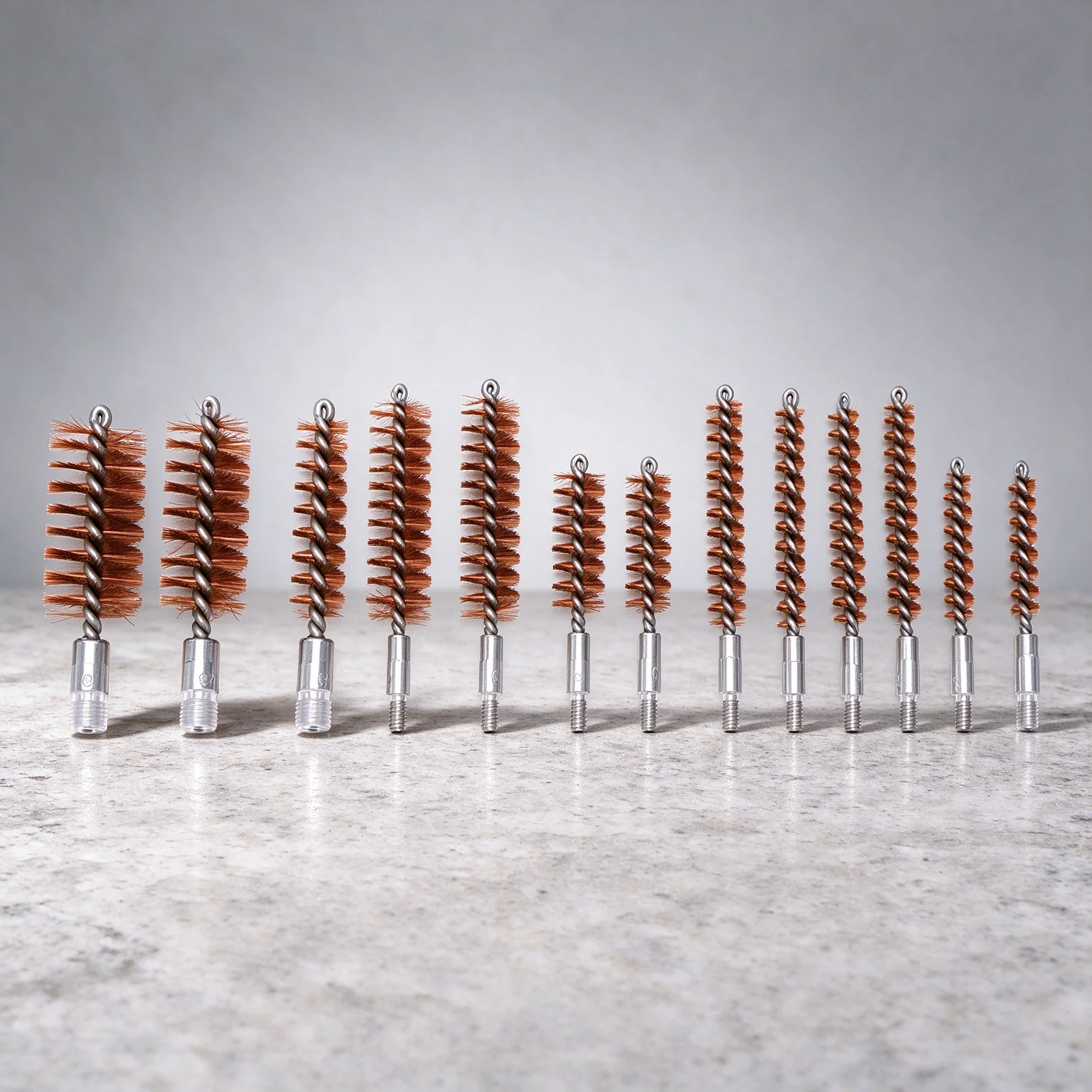 Threaded Brass Wire Bore Brushes Assorted Sizes, Metal Tube Hole Cleaning Brush Set for Industrial, Firearm, Component Cleaning