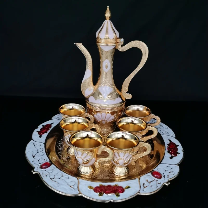 

Европейский сплав, белое золото, винный сервиз, ретро-горшок для вина, домашний декор, набор для вина с павлином, изысканное мастерство, уникальный дизайн, орнамент