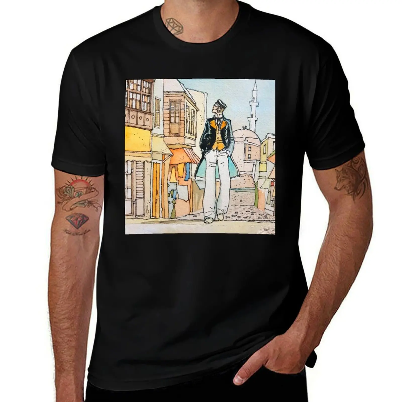 

Corto Maltese in Istanbul T-Shirt cotton t shirt man t shirts with prints t shirts for man cotton funny T-Shirt