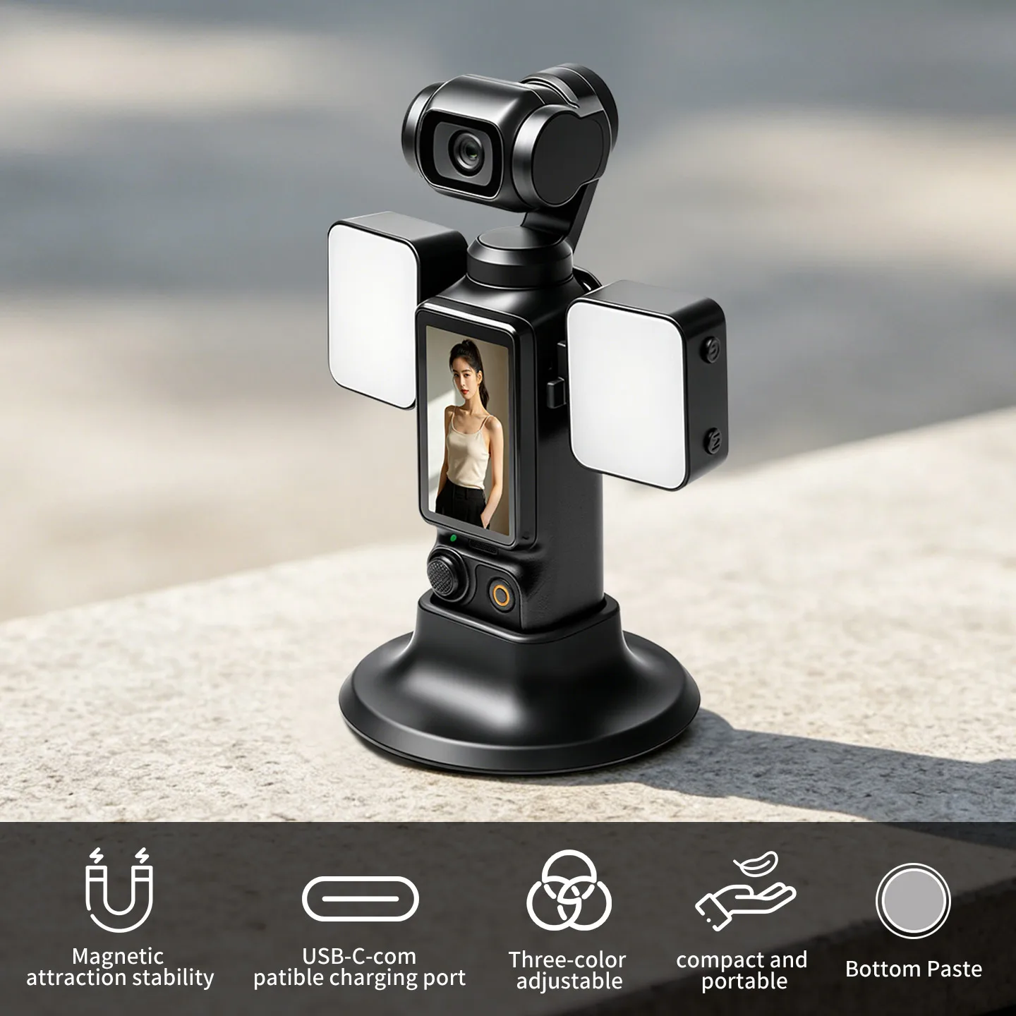Portable Magnetic LED Light for DJI Pocket 3 Adjustable Fill Light USB-C for Phone Action Camera 3 Brightness Levels Vlog Lamp