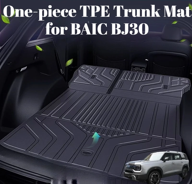 Integrated TPE Trunk Mat, All-in-One Rear Cargo Liner,Auto Protective Accessories Custom Fit for BAIC BJ30 2024-2026 Cargo Liner