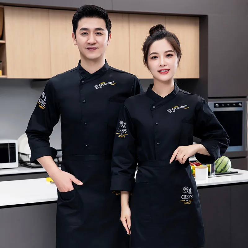 Chef Overalls Long Sleeve Men's Autumn and Winter Catering Hotel Restaurant Canteen Chef Pastry Baking Cake Tooling