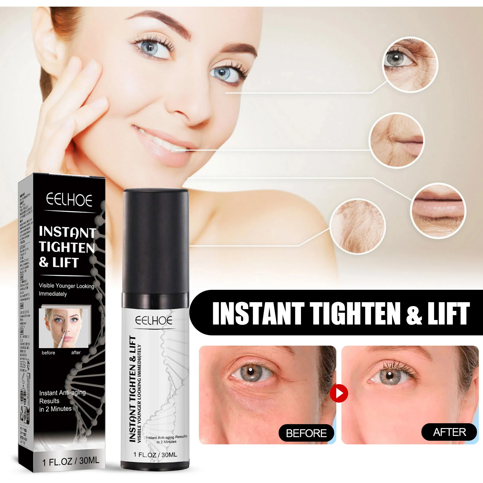 

Firming Facial Serum Hydrating Anti-Aging Essence for Wrinkles Brightening Lifting Treatment Moisturizing Skin Tightening Care
