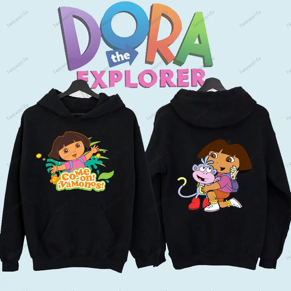 Dora The Explorer لطيف أنيمي الكرتون البلوز الشتاء الدفء هوديي للجنسين النساء الرجال ملابس رياضية شخصية مريحة #2