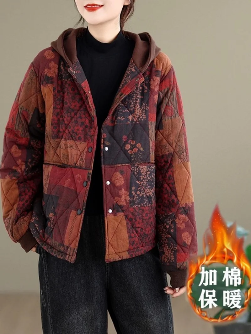 

2025 Winter Coat for Women Large Size | Thickened Warm Cotton Jacket Korean Style Hooded Casual Outdoor Parkas | Outerwear w121