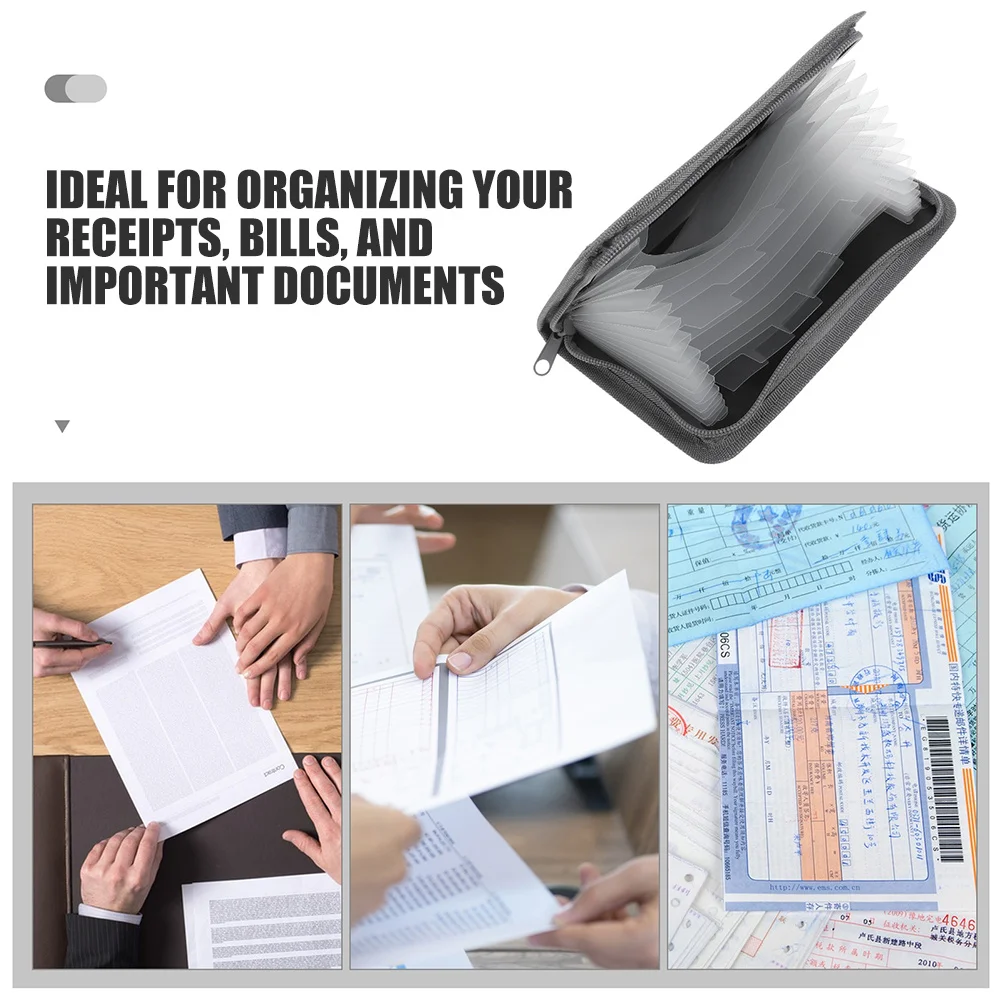 Cartella per fisarmonica A6, organizer per file in plastica multistrato con cerniera, borsa compatta per documenti, per ricevute, carte, piccolo portatile