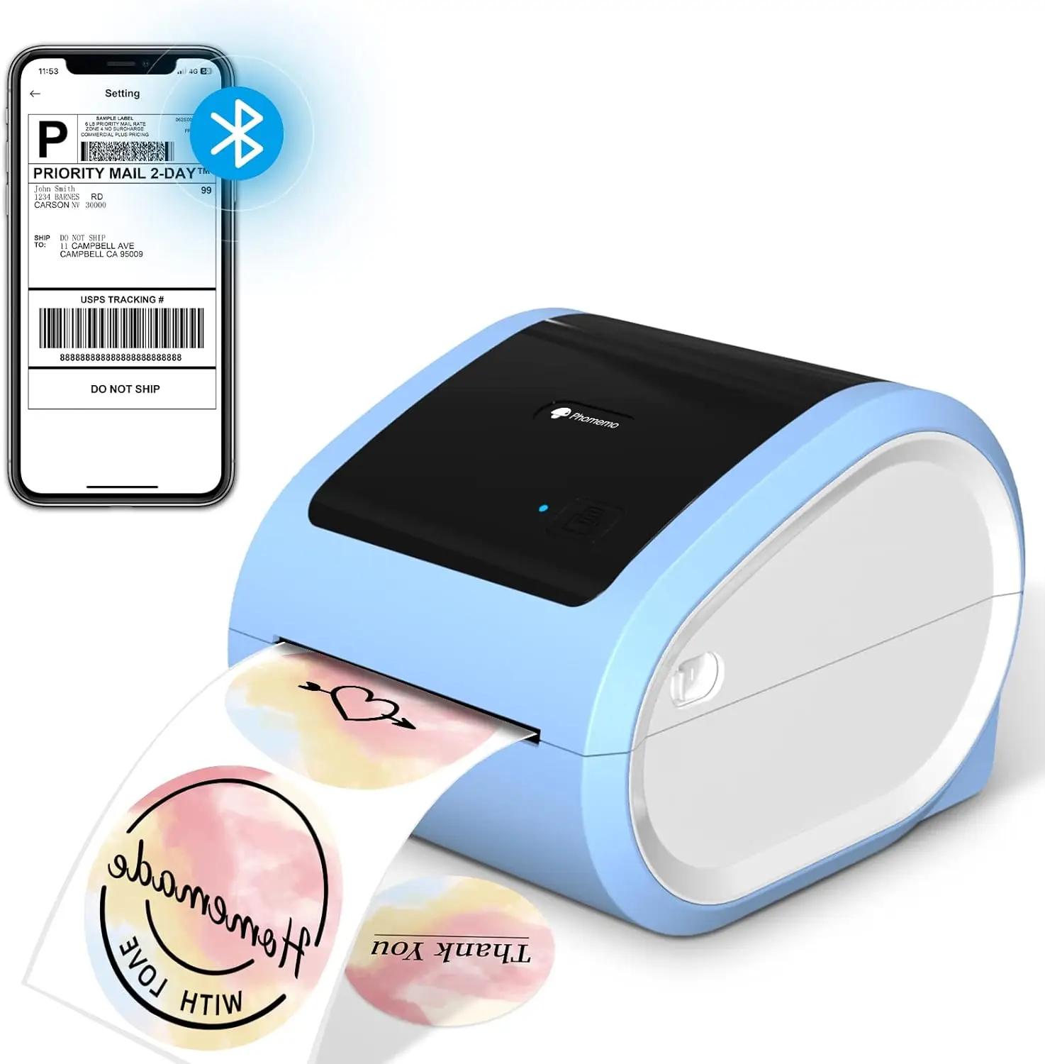 Phomemo Bluetooth Thermal Printer D520Shipping Label Printer 100mm Printer for Business Packages/Barcode/Address/Postage Label