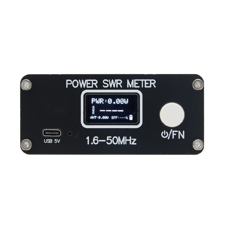 New 1.6-50MHz PWR SWR Meter POWER SWR METER 0.5-150W SWR Power Watt Meter Built-in Battery OLED Display