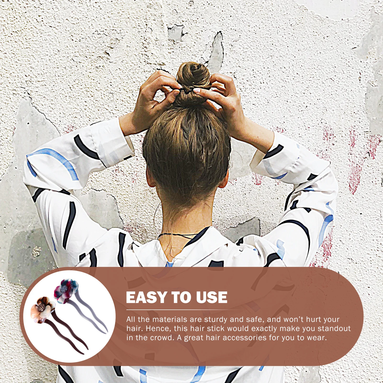 

2pcs Retro Rhinestone Hairpin Vintage Chopstick Elegant Decorative Hair Pin For Women All-Match Traditional Floral Hair
