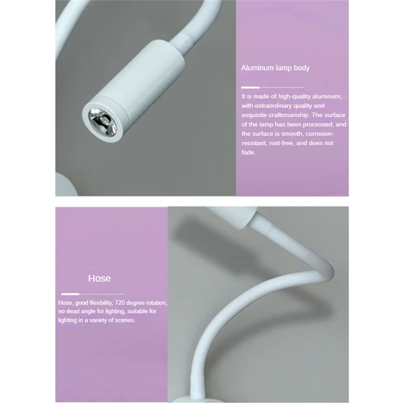 ABJY-6 шт. 3 Вт светильники для книжного шкафа, минималистичная настольная лампа на гибкой стойке для чтения, настенный светильник для спальни, общежития, светодиодная рабочая лампа