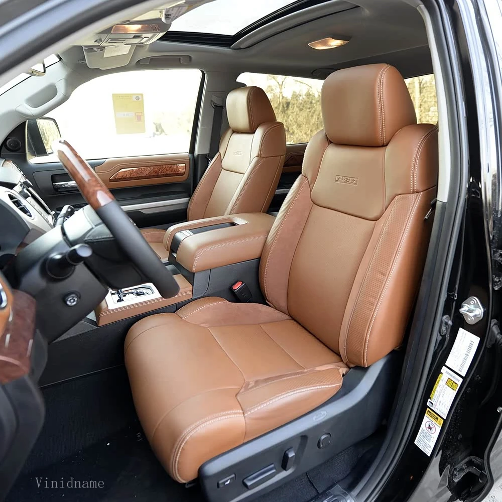 For Toyota Tundra 2013 2014 2015 2016 2017 2018 2019 2020 2021 PU Leather Custom Car Seat Covers Full Set Protector Accessories