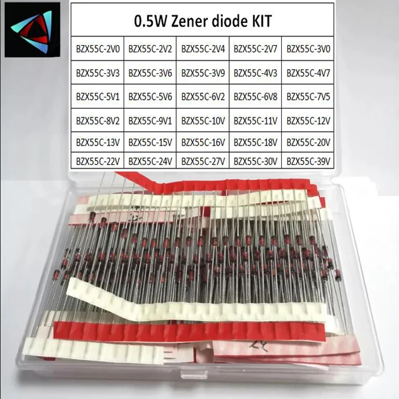 600PCS/LOT 1/2W 0.5W Zener Diode 2-39V 30Values*20Pcs Assorted Assortment Set New Electronic Diy Kit BOX