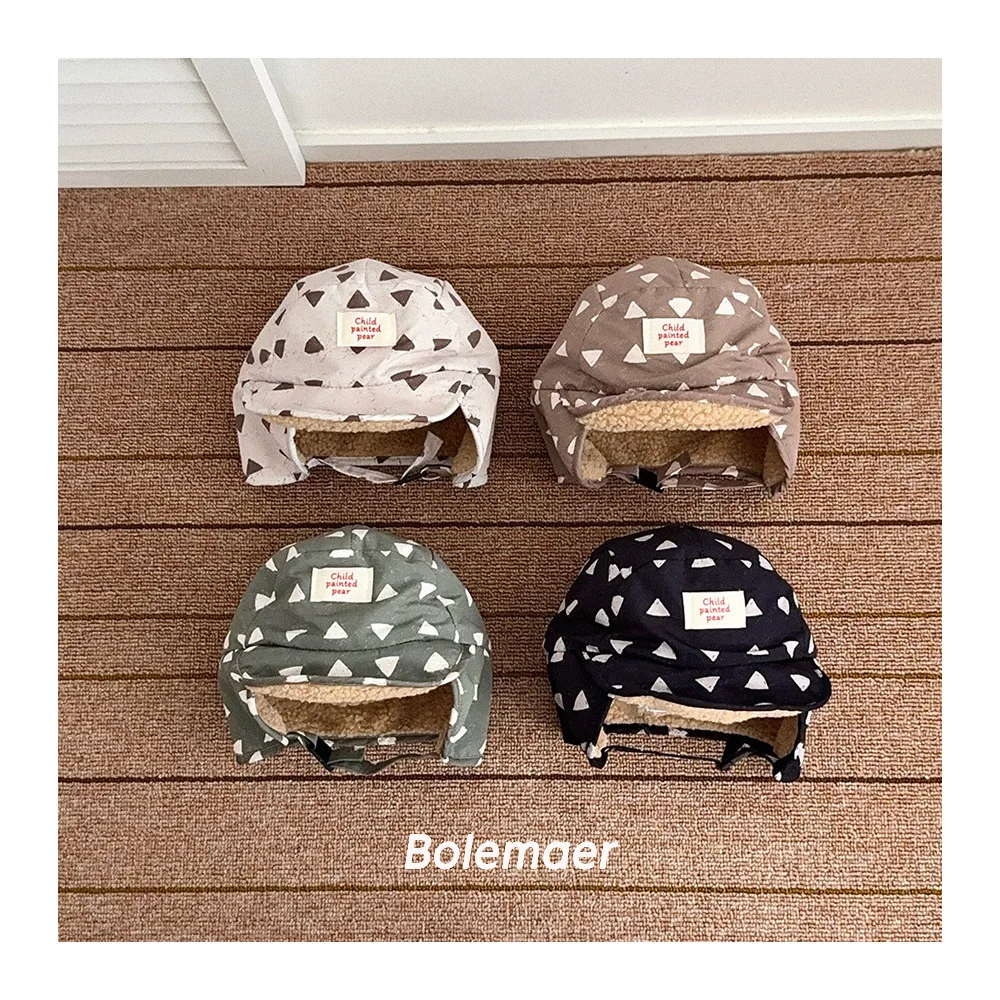 

Детская плюшевая теплая шапка 202, зимняя флисовая толстая теплая шапка, корейская защитная шапка для ушей для мальчиков и девочек, детские аксессуары