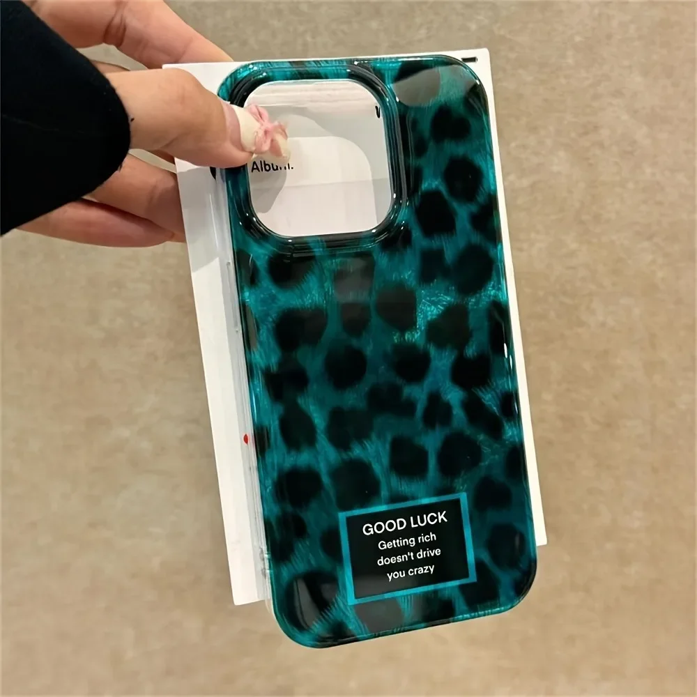 Phone Case For iPhone 16 Pro Max 15 14 13 12 11 XS X XR 7 8 Plus SE 2022 Retro Laser Cute Leopard Print Transparent Bumper Cover