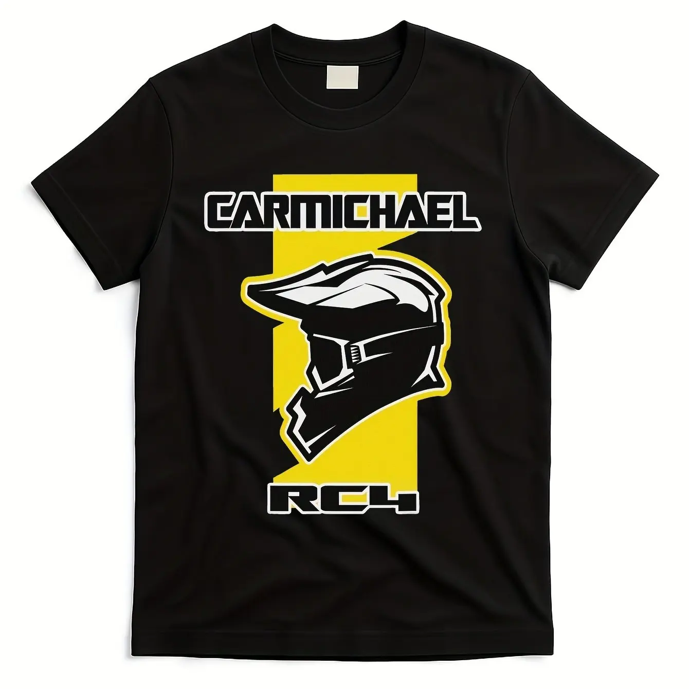 

Carmichael Dirt Bike Racing T-Shirt Vintage RC4 Helmet Graphic Print Soft Breathable Cotton Unisex Crew Neck Tee