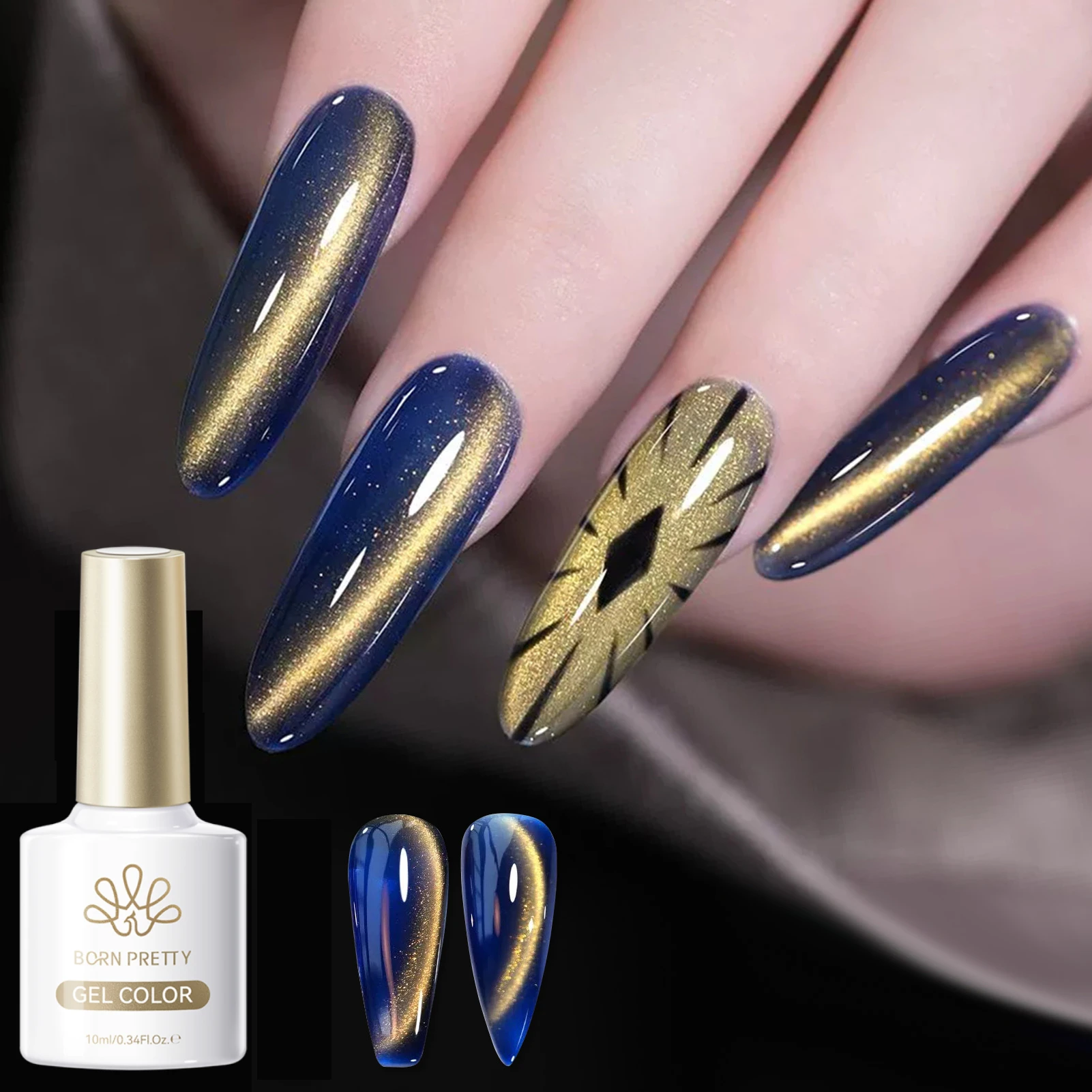 

Гель-лак BORN PRETTY 10 мл «Золотой закат», магнитный, с эффектом кошачьего глаза, сияющий, смываемый, УФ-лак, для ногтей, долговечный