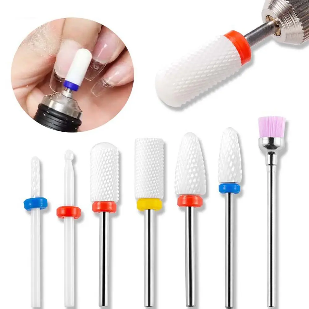 Scrub Nail File Tool Electric Grinder Head Ceramic Nail Drill Bit Nail Milling Cutters Set Grinding Head Sander Tool