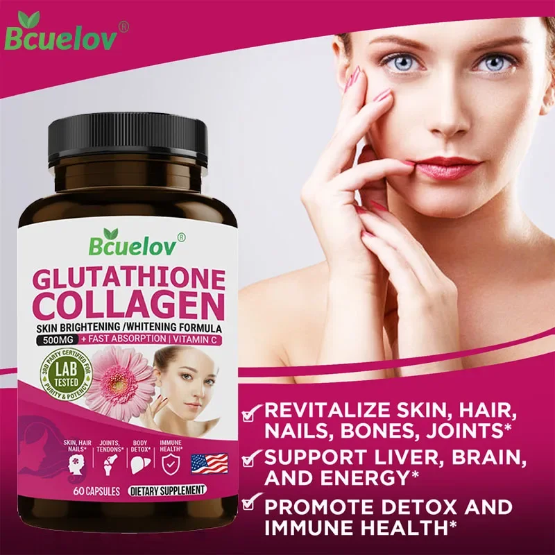 Glutathione Capsule 500mg, Powerful Whitening, Blemishes, Vitamin C, Anti-aging, Immunity Enhancement, Skin Beautification