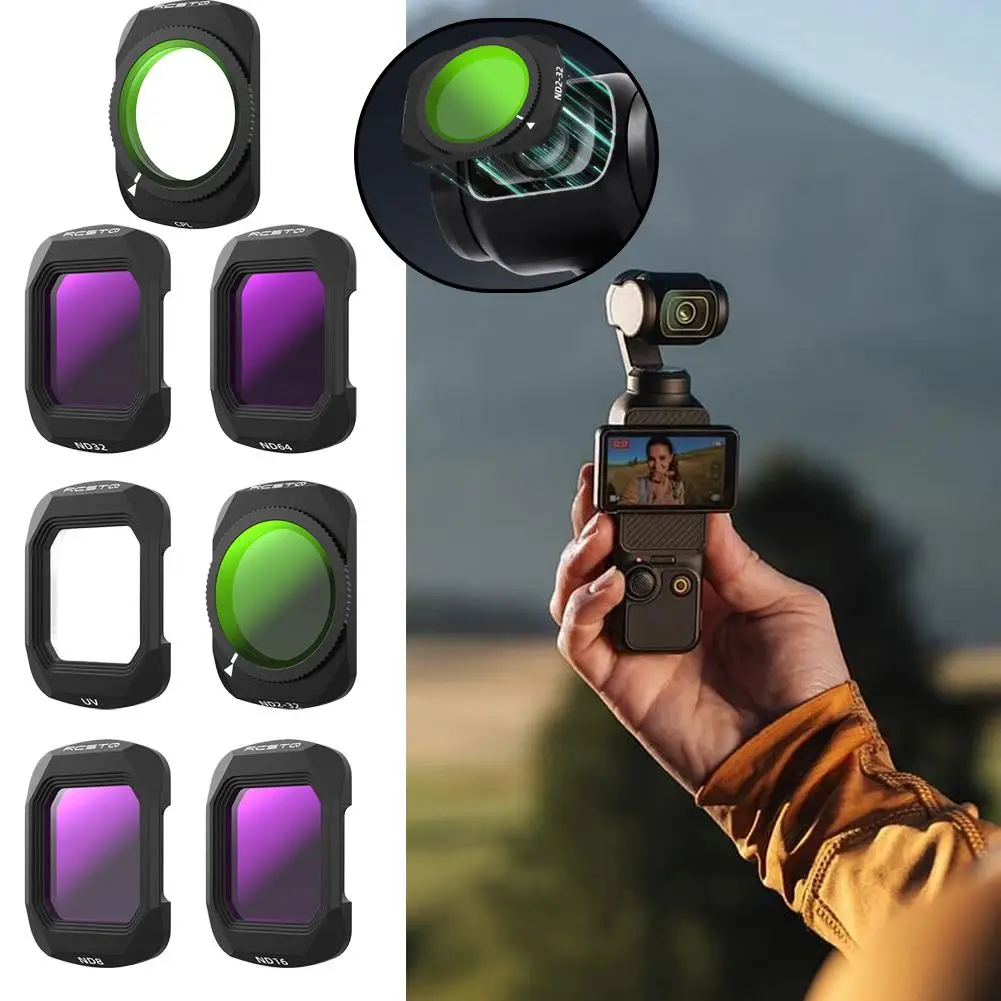 

Magnetic Lens Filter Set for DJI Osmo Pocket 4 UV CPL ND8 ND16 ND32 ND64 ND2-32 Adjustable Neutral Density Polarizing