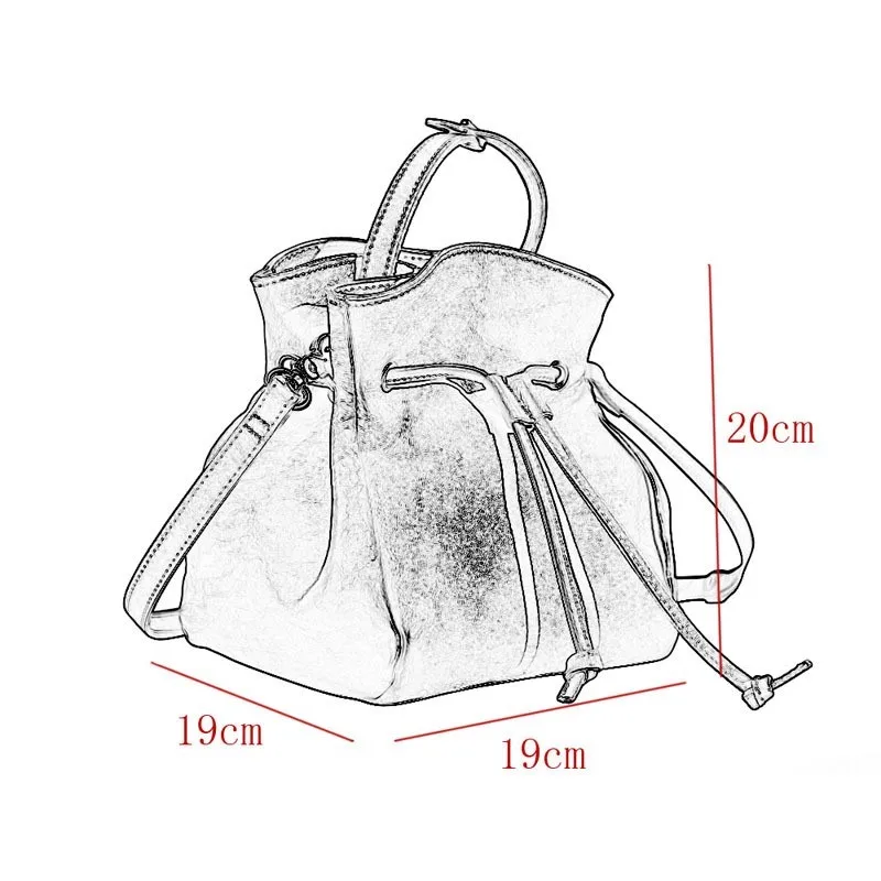 Johnature Vintage Drawstring Bucket Bag Genuine Leather Summer 2024 New High Quality Natural Cowhide Shoulder & Crossbody Bags