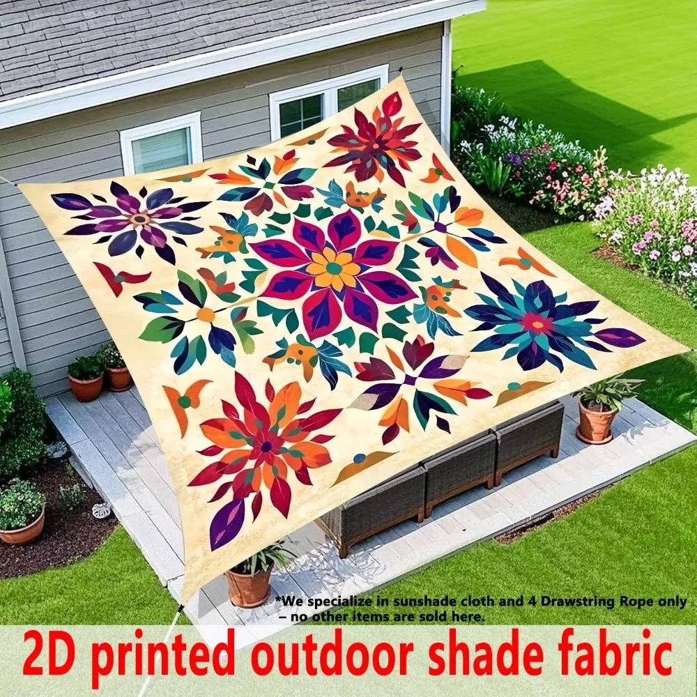 Floral Printed Canopy Cloth Cover Dacron UV Resistant Sunshade Ceiling Cover Bohemian Style Outdoor Canopy Cover